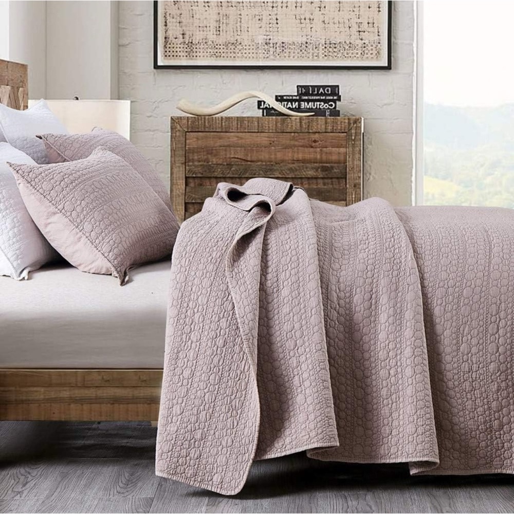 HORIMOTE HOME Quilt Set Twin Size Cameo Rose, Classic Geometric Spots Preowned